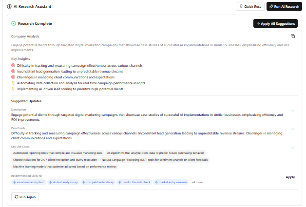Multi-contact tracking view for client stakeholders