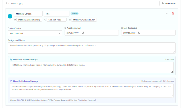 Client activity timeline with communications history